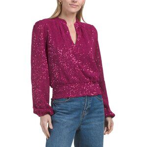 HAVER + BLAIR magenta Sequin Blouse